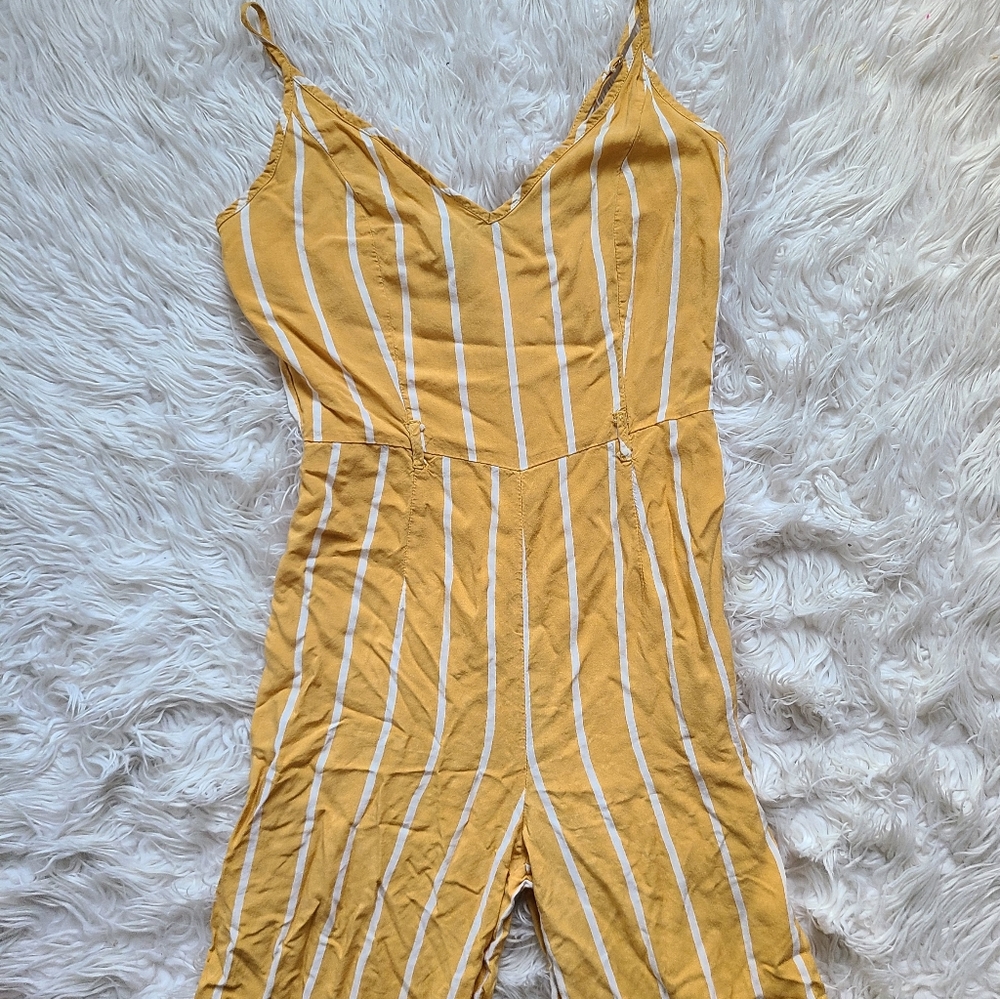 Yellow pin Striped Jumpsuit
